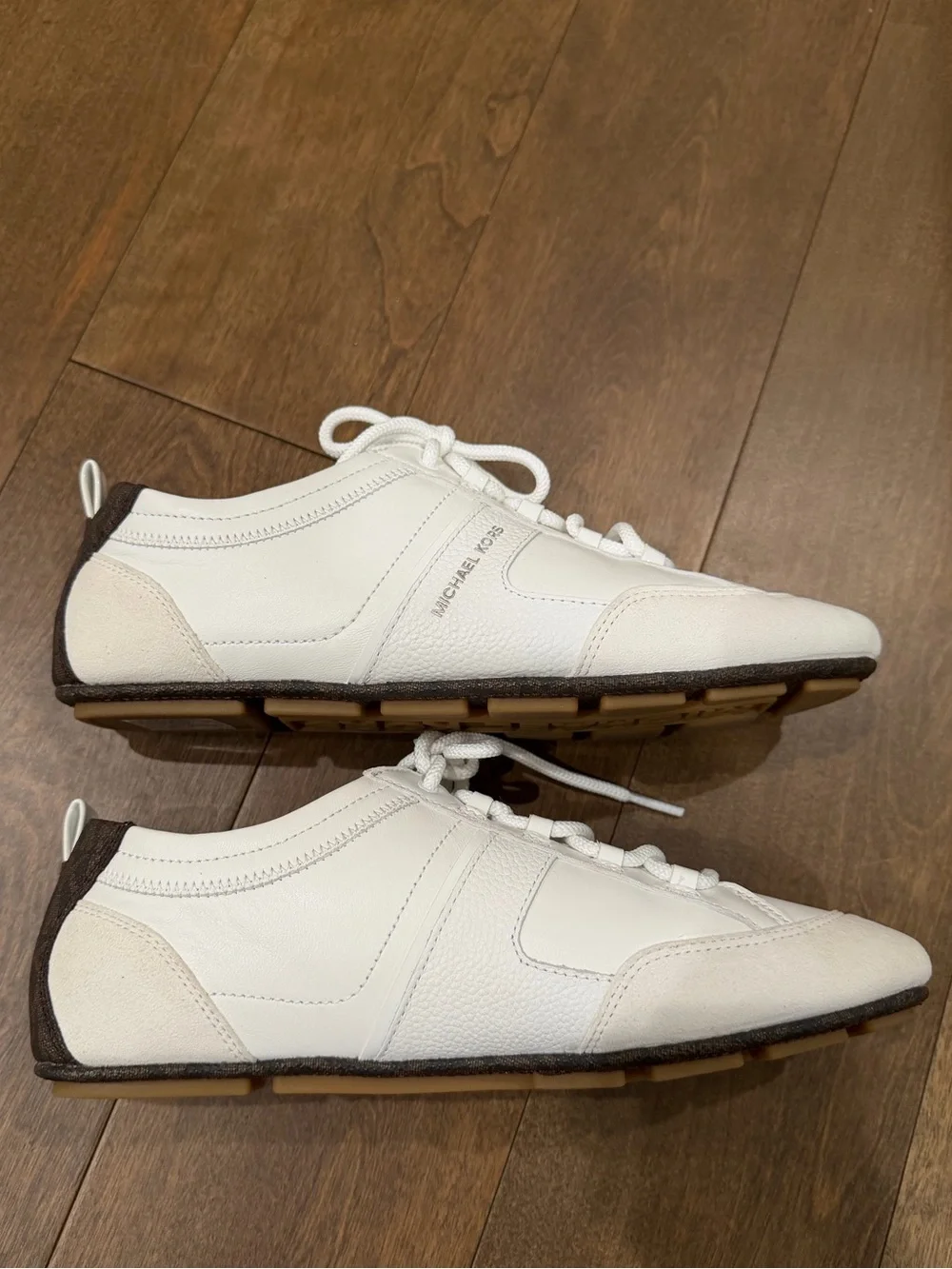 Michael Kors White Low-Top Leather Sneakers